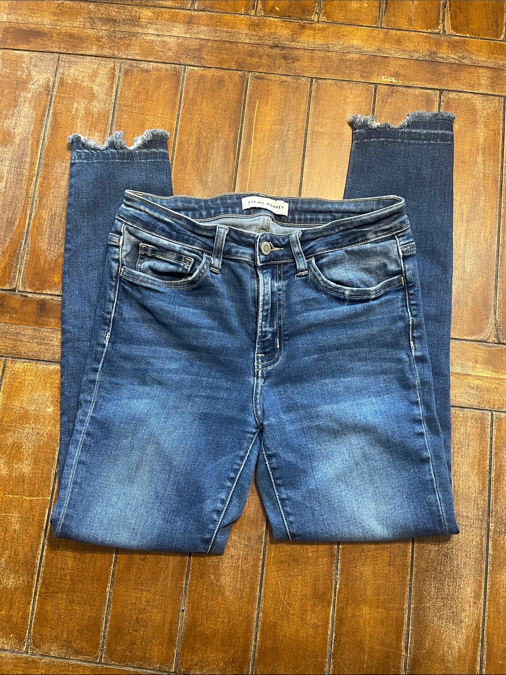 Frame Denim Women's Dark Blue Skinny Jeans with Frayed Hem